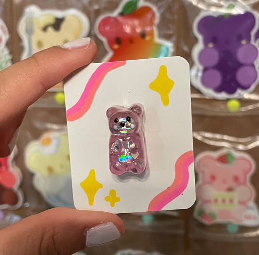 Gummy Bear Pins : Holo Pink Hearts