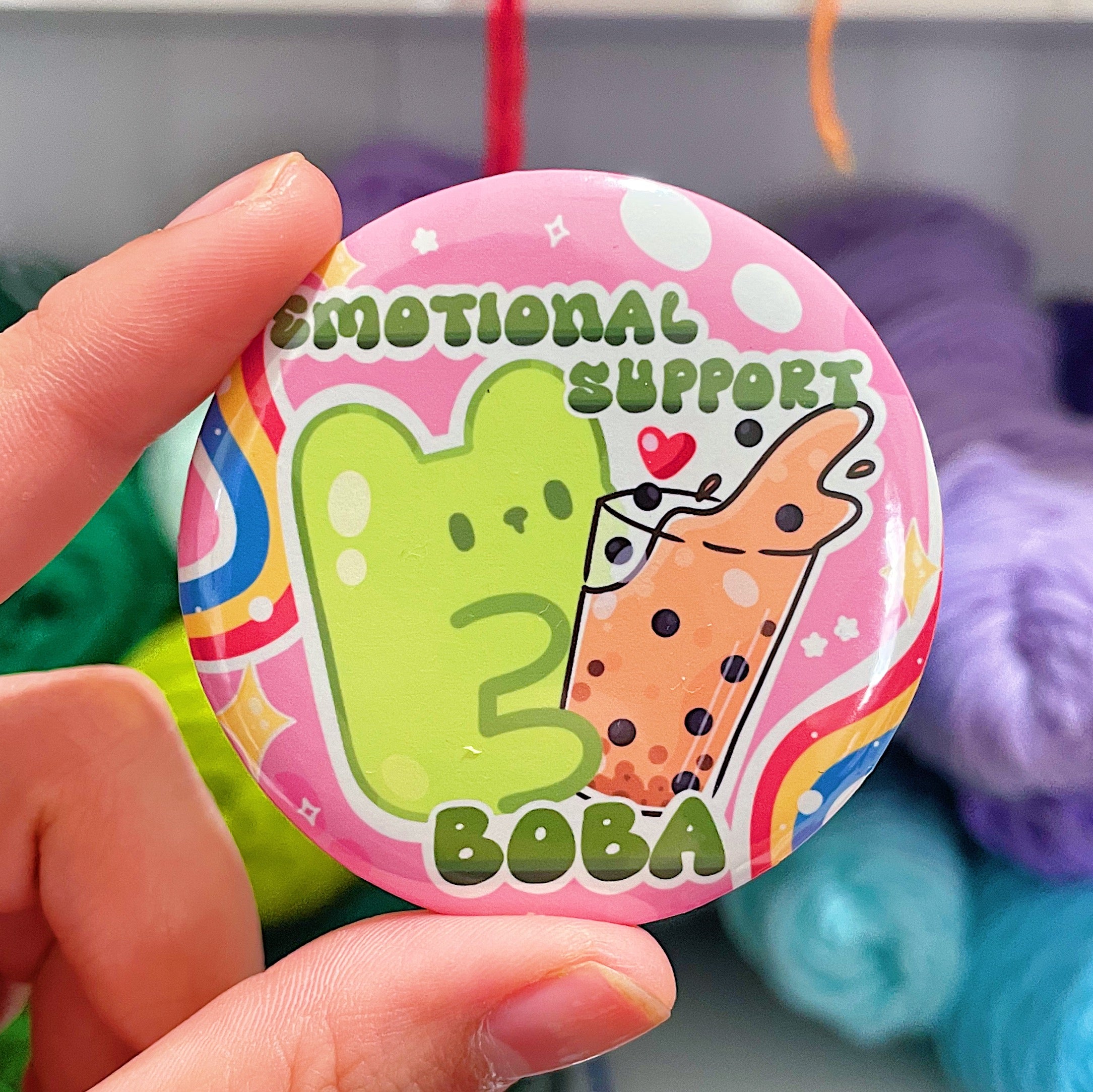 Emotional Support Boba Button – Sugarspaceart