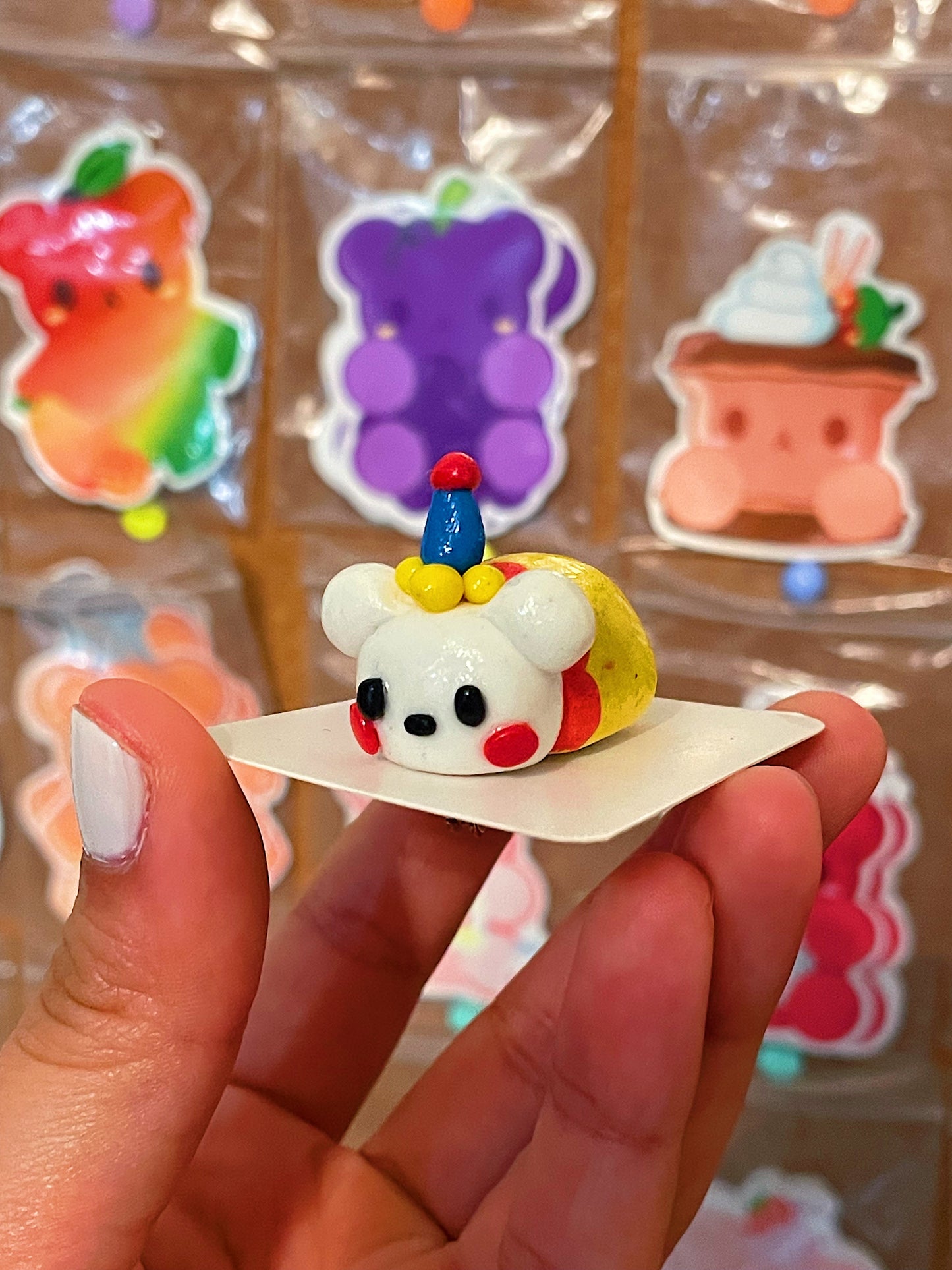 Clown Bear Clay Pin