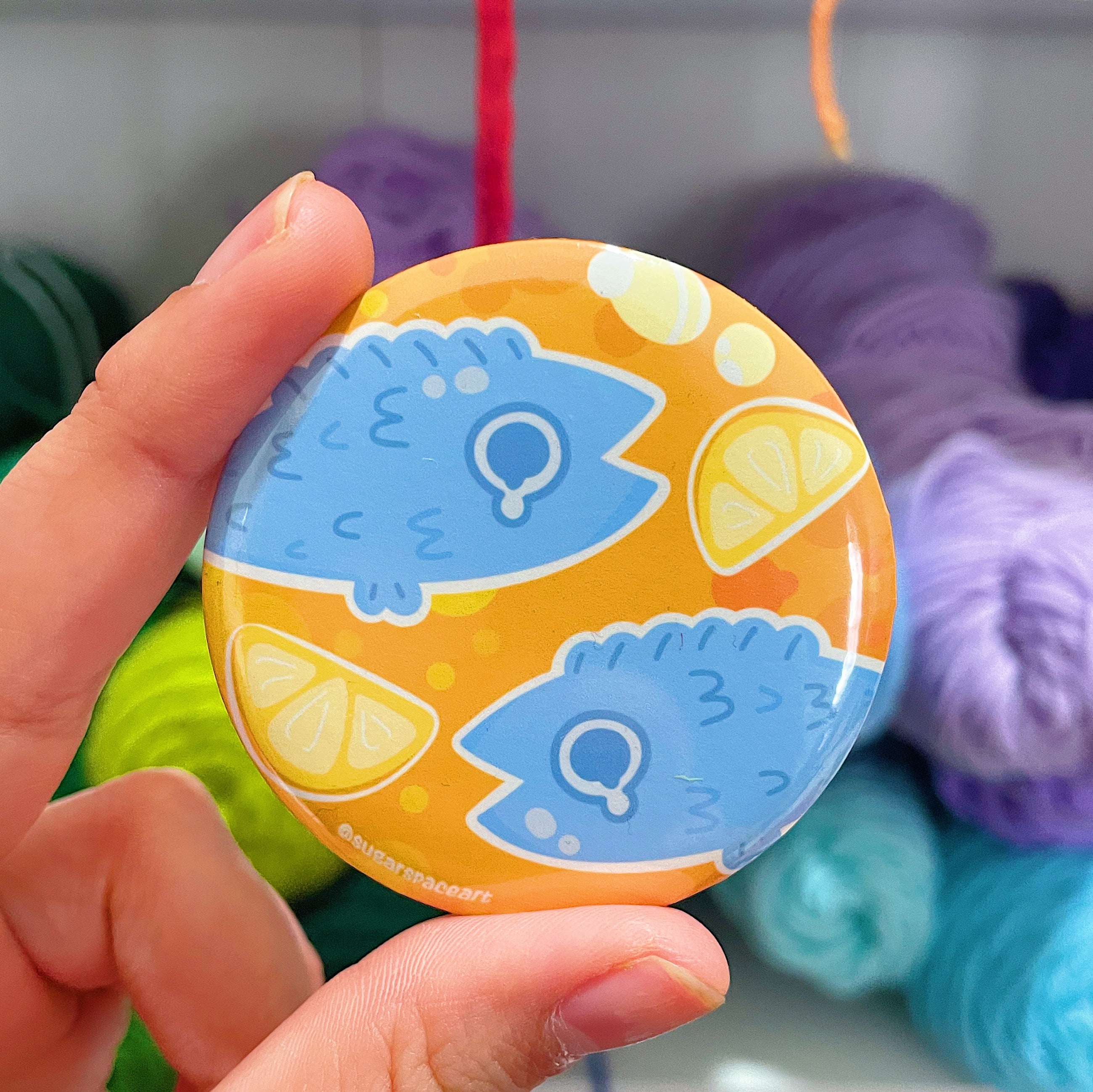 Orange Juice Fish Button – Sugarspaceart