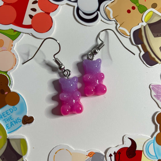 Dusty Purple and Pink gummy bear earrings