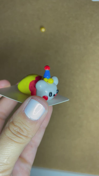 Clown Bear Clay Pin